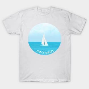 Fun Sailing in a white sailboat in the pretty blue lake in Ontario Canada T-Shirt